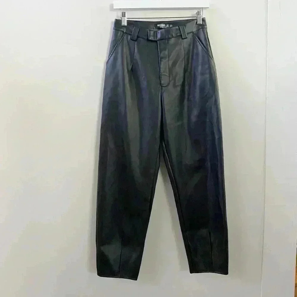 Misguided straight leg faux leather pants 2 petite